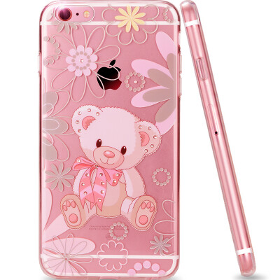 

Send AIDS apple iPhone6s Plus / 6PLUS phone shell painted cartoon anti-fall shell rhinestone bear 5.5 inches