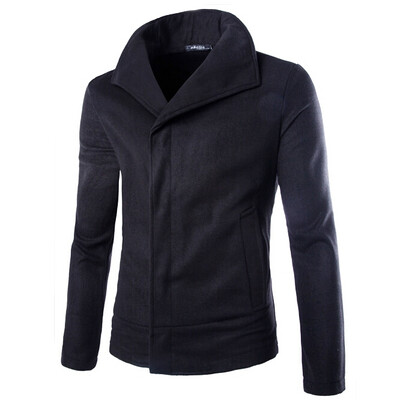 

Zogaa Simple Pure Color Slim Short Mens Wool Coat