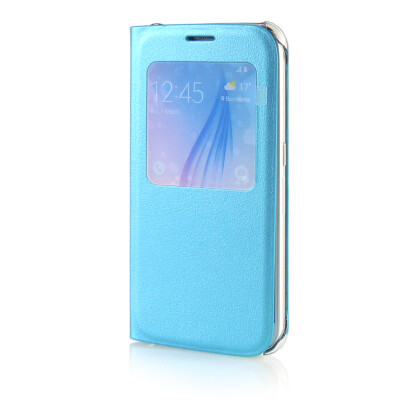 

MOONCASE High grade Leather Side Flip Pouch Shell Back Case Cover for Samsung Galaxy S6 Blue