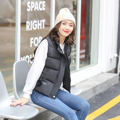 

Womens Short Cotton Vest Autumn&Winter Fashion Stand Collar Slim Tide Down Cotton Jacket