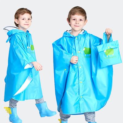 

Banjini childrens raincoat non-disposable boys&girls poncho cloak raincoat nylon waterproof fabric pupils schoolbag poncho cloak childrens rain gear reusable blue