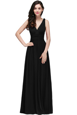 

A Line Burgundy Chiffon Bridesmaid Dresses Long 2017 Sexy V Neck Prom Dresses Party Gown