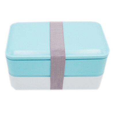 

UpperX Double Layer Lunch Box Food Storage Container Microwave Oven Bento Boxes Dinnerware Lunchbox-blue