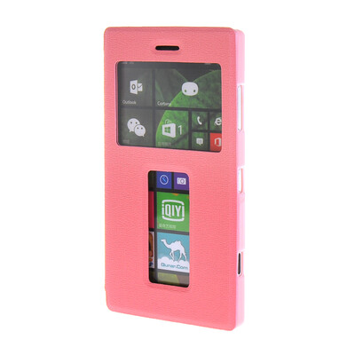 

MOONCASE Сторона Флип жесткий борт тонкий кожаный кронштейн Окно чехол для Nokia Lumia 830 Pink