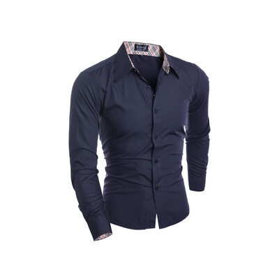 

Zogaa New Men Shirt Patchwork Color Matching Korean