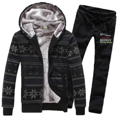 

Zogaa Autumn And Winter Men's Suit Christmas Snowflake Add Wool Thick Couple