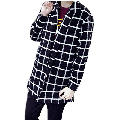 

Zogaa Winter New Men's Wool Coat Grid Casual
