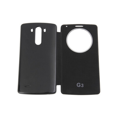 

Slim Smart Circular Window View Wallet Flip Case Cover Skin For LG G3 Phone Black