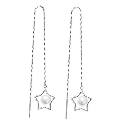 

Star Simulated Pearl Long Drop Earrings For Women Fashion Jewelry Dangle Earring High Quality Accessories WHEJ122