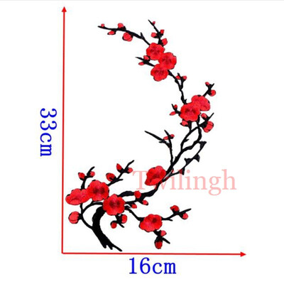 

1 Piece Plum Blossom Flower Patches Iron on 3D Embroidered Patch Red Rose Applique Sew On DIY Repair Accessories Clothes Patches