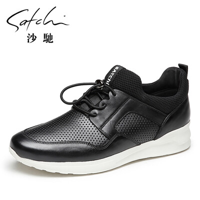 

Sha Chi with punching breathable leather comfortable casual mens shoes 63043008Z black 41