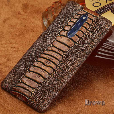 

Genuine Leather Phone Case For Nokia 6 8 Case Ostrich Foot Texture Back Cover