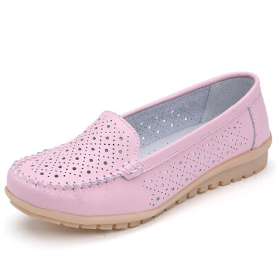 

2018 Spring women flats shoes women genuine leather shoes woman cutout loafers slip on ballet flats ballerines flats
