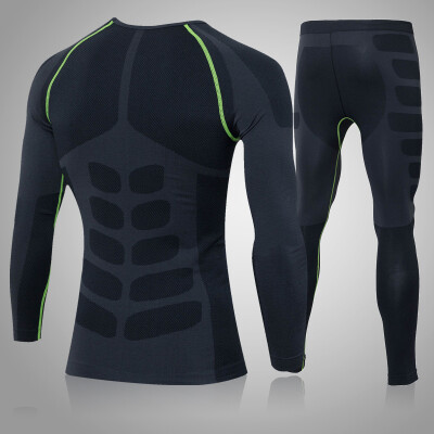 

Running Set T-shirt Legging Mens Sportswear Demix Black Gym Sport Suit