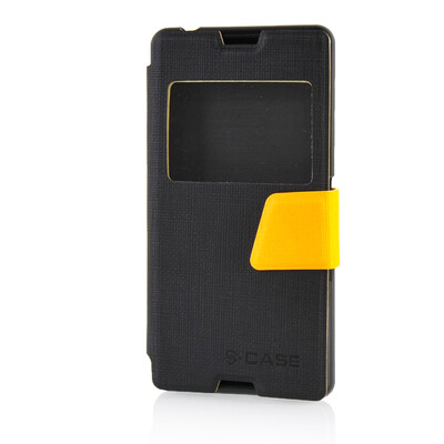 

MOONCASE View Window Leather Side Flip Pouch Ultra Slim Shell Back ЧЕХОЛ ДЛЯ Sony Xperia E3 Black
