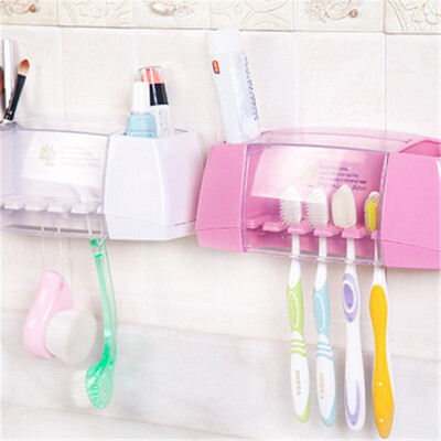 

Cntomlv Multifunctional Toothbrush Racket Holder Storage Box Bathroom Makeup Accessories Products Sets Suction Hooks Kitchen