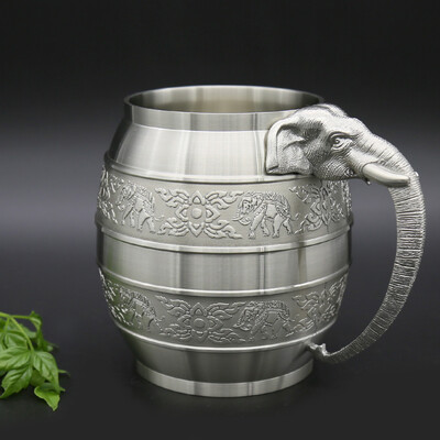 

Oriental Pewter - Pewter Beer Mug Pure Tin 97 Lead-Free Pewter BME Hand Carved Beautiful Embossed Handmade in Thailand