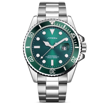 

Mens Watches Top Brand Luxury SINOBI Military Sport Quartz Watch Green Rotatable Bezel Mans Waterproof Stainless Steel Relogio