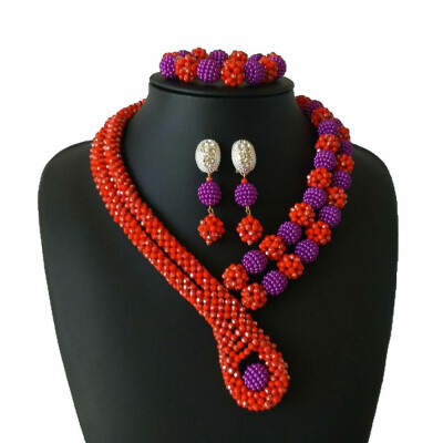 

Handmade Green Crystal Beaded Bridal Statement Necklace Party Costume African Beads Jewelry Set Nigerian Wedding Beads For Women