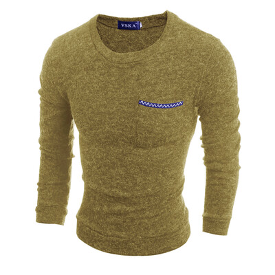 

Zogaa New Mens Knitwear Pure Cotton Slim Long Sleeve Round Collar