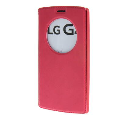 

MOONCASE LG G4 Case Round View window Leather Flip Pouch Bracket Back Cover Hot pink