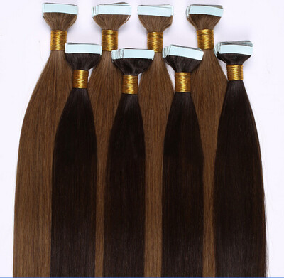 

16" - 26" Full Head 20pcs 100% Remy PU Tape in Human Hair Extensions 50G Black Color Dark Brown Color