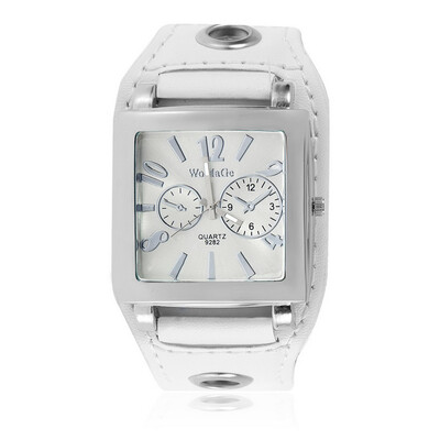 

Женщины Девушка спорта Mens кожаный кварцевые часы WristWatch Квадратное лицо