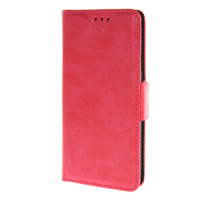 

MOONCASE Samsung Galaxy E5 E500 Case Oil Skin Leather Card Flip Wallet Slot Bracket Back Case Cover Hotpink