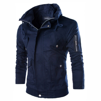 

Zogaa Mens Jacket Casual Pockets Stand Callar Pure Color Slim