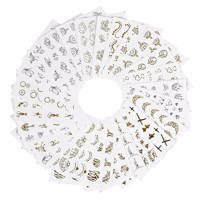 

30 Sheets Fashion 3D Gold Silver Designs Nail Sticker Water Transfer Nail Decals Nail Paper Tip Beauty DIY