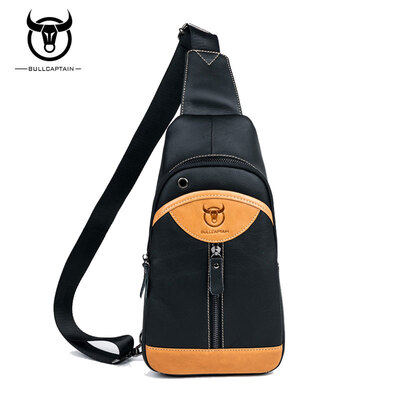 

BULL CAPTAIN Small sling chest bag Brand men causal messenger bag Male Shoulder Bags Fashion Genuine Leather Crossbody Bags
