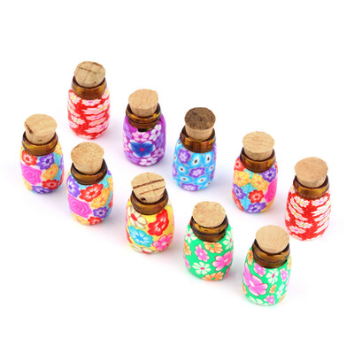 

10 pcs Mini Glass Polymer Clay Bottles Containers Vials With Corks