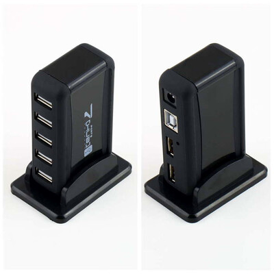 

7 Port High Speed USB 1.1 2.0 Hub + AC Power Adapter EU Plug for PC Laptop