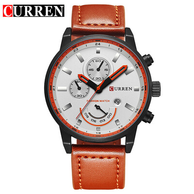 

CURREN Mens Watch-Quartz-Mens Watch Round Dial Mens Analog Watch with Date Display 8217