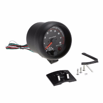 

375" Car Universal Black Tachometer Gauge White Inter Shift light 0-8000 RPM