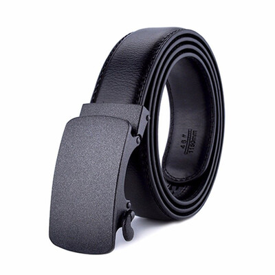 

XHtang Mens Belt Genuine Leather Automatic Buckle belt For Waistband Ratchet Strap Black Leather Belt Designer Belt For Jeans Gift