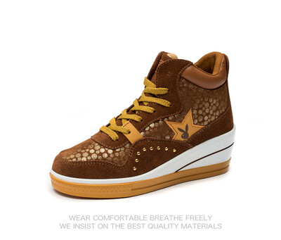 

PLAYBOY brand New autumn&winter leisureHeight increasingSuede calfskinFashion high-top sneakersWomens shoes