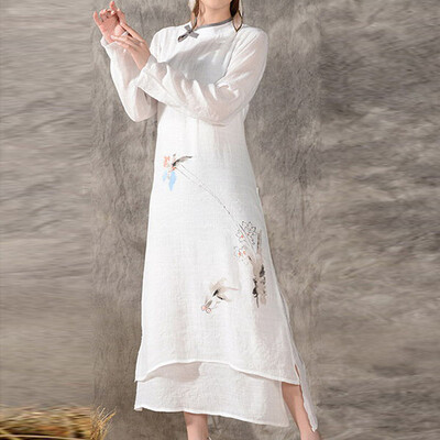 

Lovaru ™2015 хлопок Cheongsam платье ретро свежие литературные дамы случайные платья Платья китайские