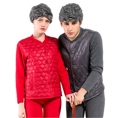 

Snow in the fly men&women thermal underwear feather velvet cotton plus velvet thickening middle&old aged cardigan set XYT5999 mens dark gray 180