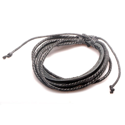 

Ванкер мужской моды кожа рукоделие наручные браслет наручные Handlace Воротник черный