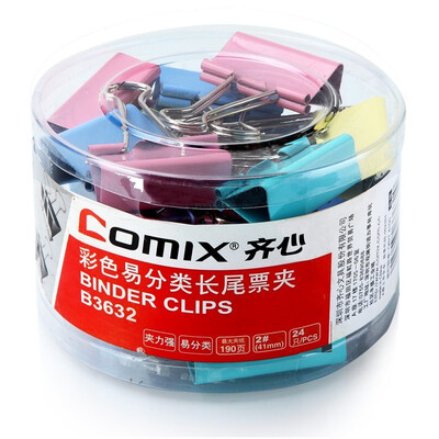 

COMIX 24 fitted with 41mm color long tail clip ticket clip swallows clip iron clip office stationery B3632