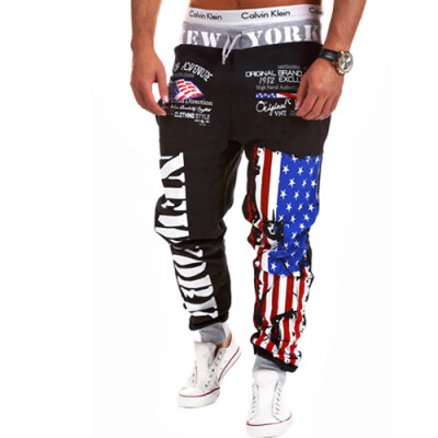 

CT&HF Men Fashion Personality Trousers Creative Printing Loosely Contracted Sweatpants Cotton Trousers