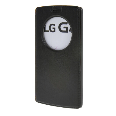 

MOONCASE LG G4 Case Round View window Leather Flip Pouch Bracket Back Cover Black