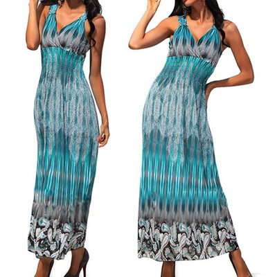 

Women's V-Neck High Waist Summer Beach Women Dress