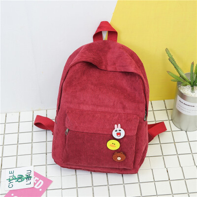 

New Style Corduroy Retro Backpack for College Girl Leisure Students Winter Travel Backpack