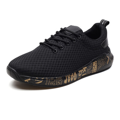 

Damaizhang Men Mesh Lace Up Sneaker Letter Print Breathable Gym Running Sport Shoes