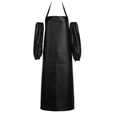 

Cntomlv Hot Mens Womens Convenient Faux Leather Chef Apron Waterproof Kitchen Cafe Commercial Restaurant Cooking Aprons Cuff
