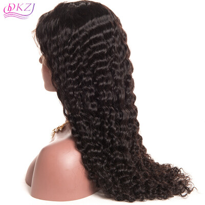 

QDKZJ Pre Plucked 360 Lace Frontal Wig Remy Brazilian Deep Wave Human Hair Wigs Lace Frontal Wigs