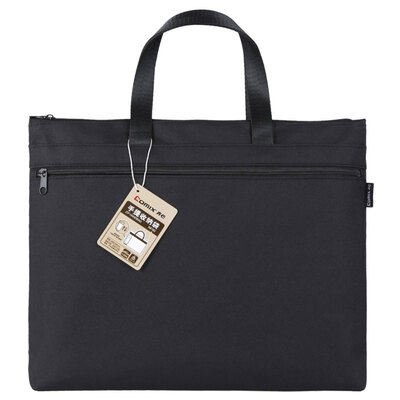 

Coix Double-layer portable transaction file file bag large-capacity computer conference briefcase black A8160 bottom widening
