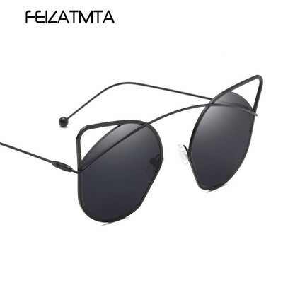 

FEIZATMTA Солнцезащитные очки Женщины Cat Eye Солнцезащитные очки Lady Polygon Рамка для очков Летние High-definition Visual Hollow Eyewear UV400